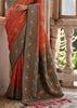 Burnt Orange Woven Banarasi Silk Saree