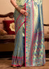 Shiny Blue Woven Banarasi Tissue Silk Saree