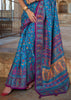 Heritage Blue Printed Kashmiri Jamewar Saree