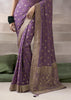 “Exclusive Offer” : Dusky Purple Banarasi Designer Saree With Embroidered Blouse
