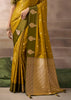 “Exclusive Offer” : Yellow & Olive Woven Banarasi Satin Silk Saree