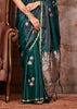 Hunter Green Banarasi Satin Silk Saree With Brocade Blouse