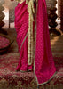 “Exclusive Offer” : Raspberry Pink Woven Designer Embroidered Silk Saree With Contrast Blouse