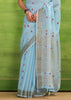 Angel Blue Woven Linen Silk Saree