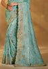 Sea Green Banarasi Embroidered Silk Saree