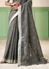 Fossil Grey Woven Linen Silk Saree
