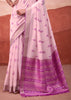 Lavender Pink Woven Cotton Silk Saree