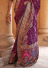 Dahlia Purple Printed Silk Saree With Contrast Blouse