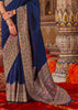 Depth Blue Printed Kashmiri Jamewar Saree