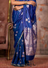 Mazarine Blue Banarasi Satin Silk Saree With Brocade Blouse