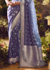 Passion Blue Banarasi Designer Silk Saree With Embroidered Blouse