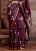 Wine Purple Banarasi Satin Silk Saree With Brocade Blouse