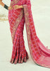 Queen Pink Woven Georgette Bandhej Designer Saree