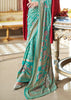 Ceramic Blue Printed Georgette Silk Saree