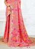 Peach Pink Woven Linen Cotton Silk Saree