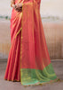 Sunset Orange Woven Tissue Silk Saree