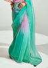 Aqua Green Ombre Banarasi Tissue Saree
