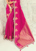 Rani Pink Woven Banarasi Embroidered Organza Satin Silk Saree