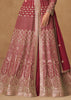 Earthy Red Embroidered Georgette Anarkali with Dupatta