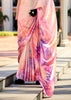 Rose Pink Satin Crepe Printed Silk Saree