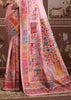 Blush Pink Woven Cotton Kashmiri Jamewar Saree