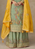 Pista Green Heavy Embroidered Traditional Palazzo Suit Set