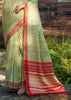 Leaf Green Woven Cotton Linen Saree