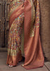 Earth Red Floral Printed Soft Silk Saree