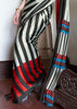Black White Bold Stripe Printed Satin Crepe Saree