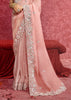 Peach Embroidered Designer Silk Saree