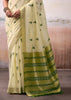 Cream Woven Banarasi Cotton Silk Saree