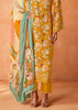 Marigold Yellow Embroidered Suit Set With Floral Print