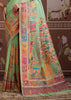Pista Green Woven Cotton Kashmiri Jamewar Saree