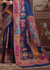 Midnight Blue Woven Cotton Kashmiri Jamewar Saree