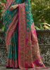 Teal Green Woven Kashmiri Jamewar Silk Saree