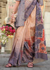 Grey And Peach Digital Printed Soft Silk Saree