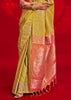 Lime Yellow Woven Banarasi Silk Saree