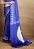 Mazarine Blue Printed Satin Silk Saree