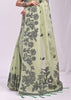 Pistachio Green Woven Cotton Linen Silk Saree