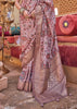 Mist Purple Floral Printed Silk Saree With Contrast Border