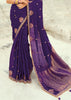Regal Purple Woven Banarasi Embroidered Organza Satin Saree