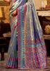 Indigo Blue Woven Tissue Silk Saree