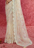 Beautiful Off White Embroidered Net Saree
