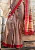 Beaver Brown Woven Cotton Linen Saree