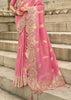 Fuchsia Pink Woven Banarasi Designer Silk Saree With Embroidered Blouse