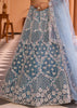 Teal Blue Embroidered Net Lehenga