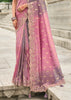 Mauve Purple Woven Banarasi Designer Silk Saree With Embroidered Blouse