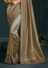 Grey Green Embroidered Designer Tissue Saree