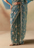 Aqua Blue Satin Organza Embroidered Saree