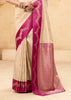 Off White Woven Satin Silk Saree
